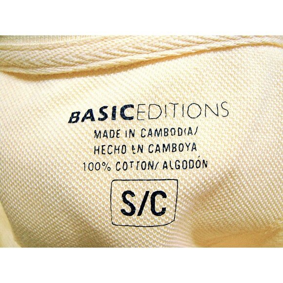 Basic Editions Mens Cotton Short Sleeve Button Up Polo Shirt Yellow Seas Size S - Picture 3 of 7